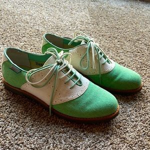 Green and white Oxfords